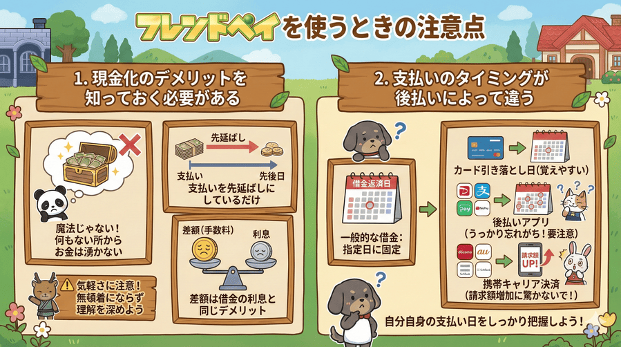 フレンドペイを使うときの注意点