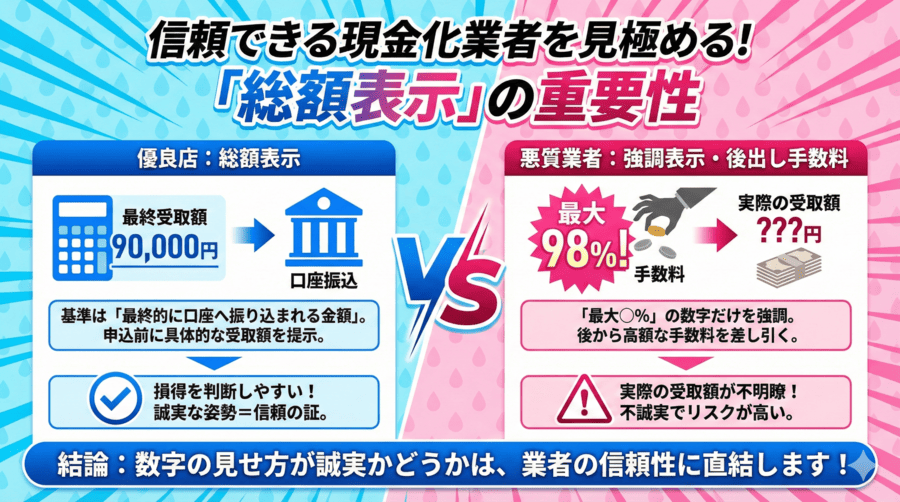 換金率が「総額表示」されているか