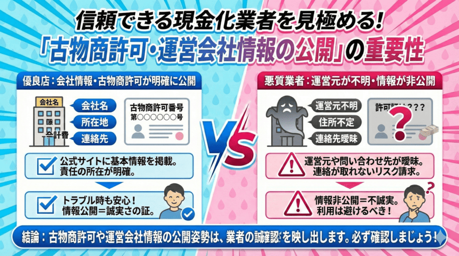 古物商許可・運営会社情報の公開を確認
