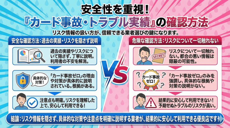 カード事故やトラブル実績の公開有無